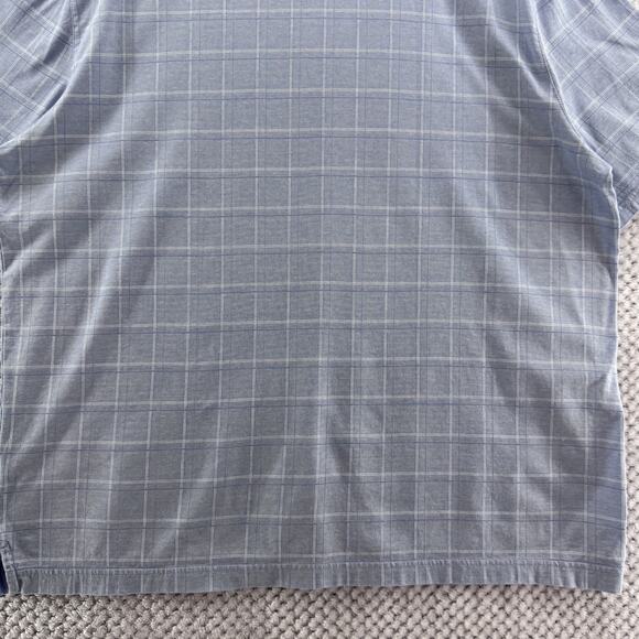 Jos A Bank Traveler Shirt Mens XL Blue Plaid Traditional Fit Polo Short Sleeve - Picture 7 of 11